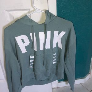 PINK (Victoria’s Secret) crop teal-bluish hoddie.